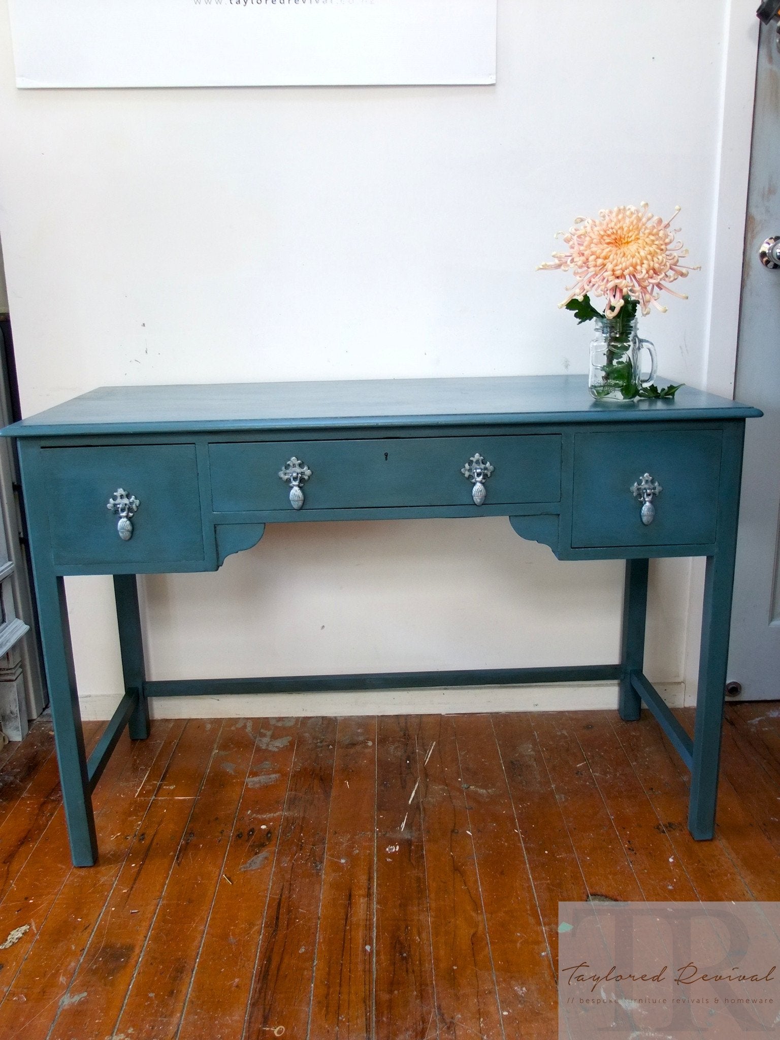 Not For Sale - Commissioned Antique dressing table into hall table in Aubusson Blue