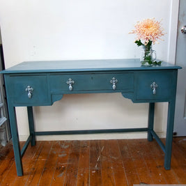 Not For Sale - Commissioned Antique dressing table into hall table in Aubusson Blue