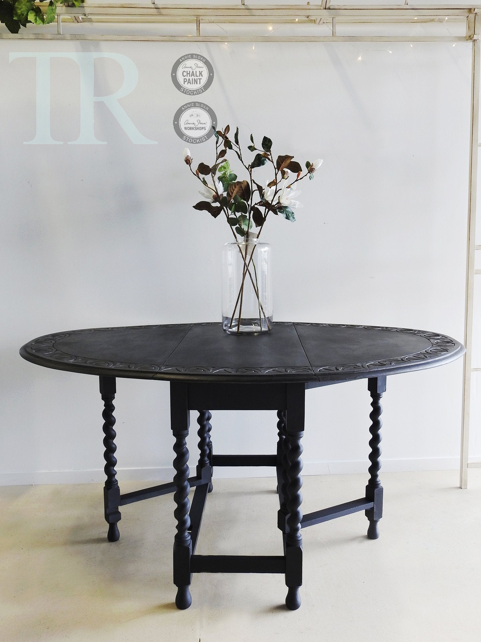 Not For Sale - Delia: Carved oak gate leg drop leaf table