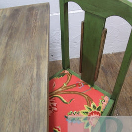 Not For Sale - Commissioned Bespoke Dining Suite in Antibes Green with natural rustic top