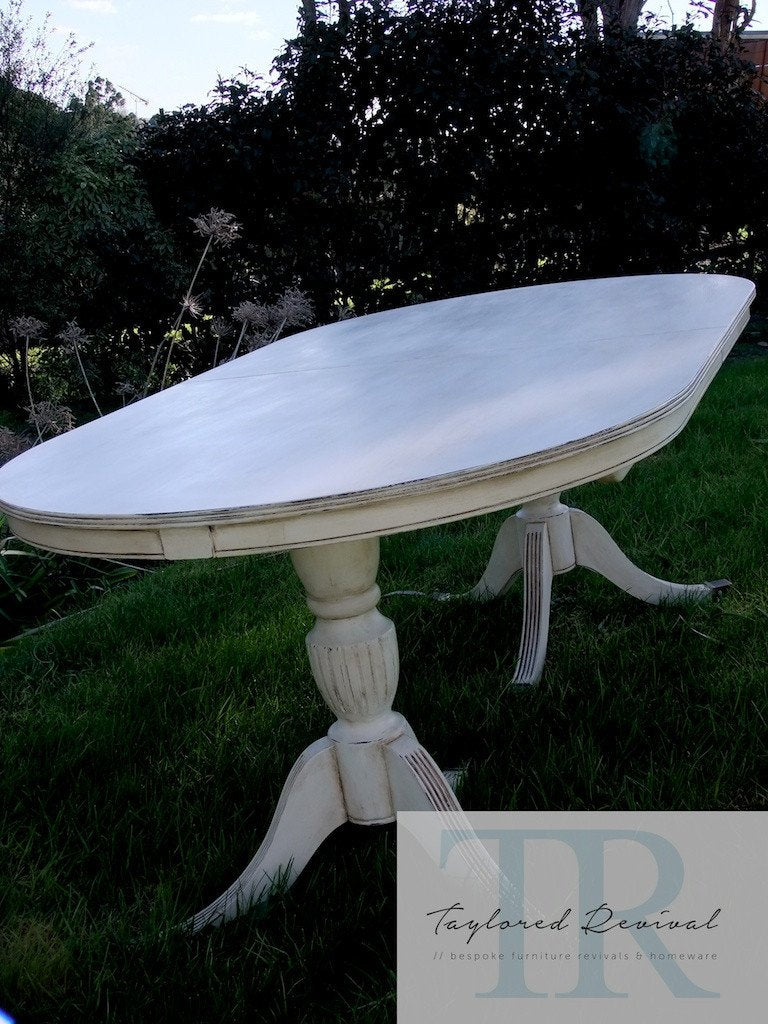 Not For Sale - Commissioned Dining Suite in Old White with Ikaat textile