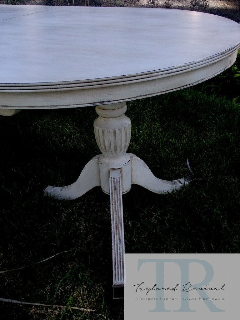 Not For Sale - Commissioned Dining Suite in Old White with Ikaat textile