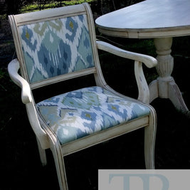 Not For Sale - Commissioned Dining Suite in Old White with Ikaat textile