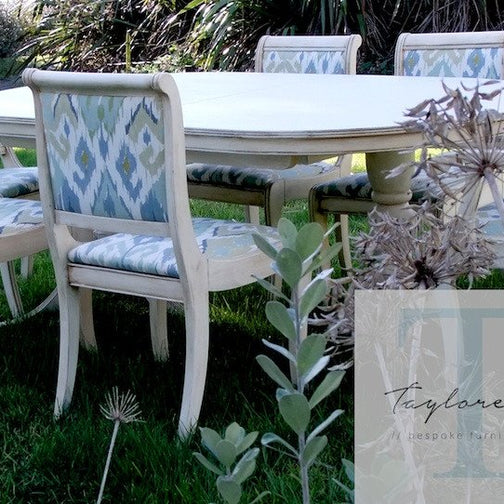 Not For Sale - Commissioned Dining Suite in Old White with Ikaat textile