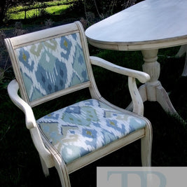 Not For Sale - Commissioned Dining Suite in Old White with Ikaat textile
