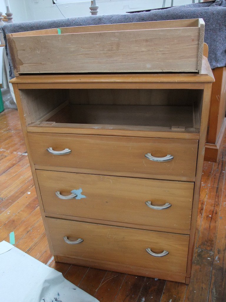Commissioned duck egg blue drawers.