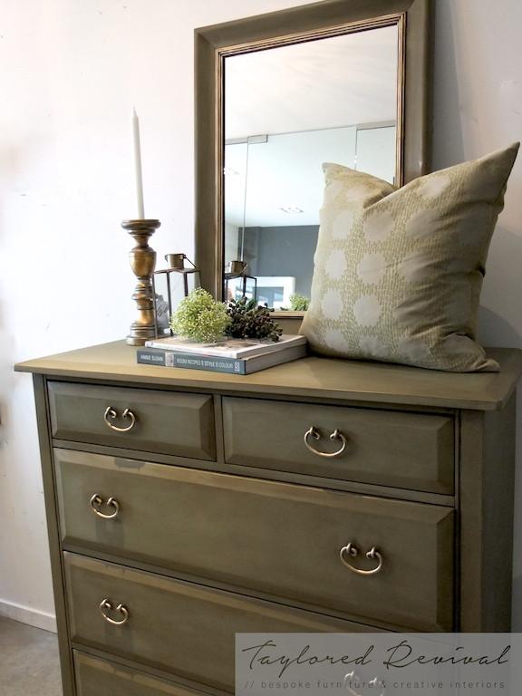 Not For Sale - Commissioned set of drawers and mirror in Chateau Grey