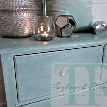 Not For Sale - Commissioned Drawers: Duck Egg blue drawers with white wash