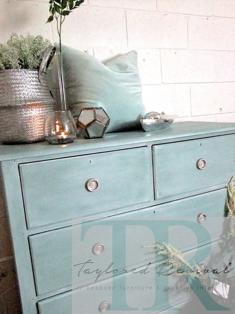 Not For Sale - Commissioned Drawers: Duck Egg blue drawers with white wash
