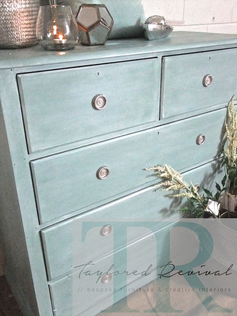 Not For Sale - Commissioned Drawers: Duck Egg blue drawers with white wash