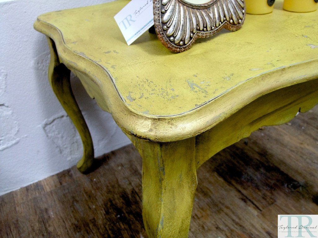 Not For Sale - Elda: Light mustard rustic side table