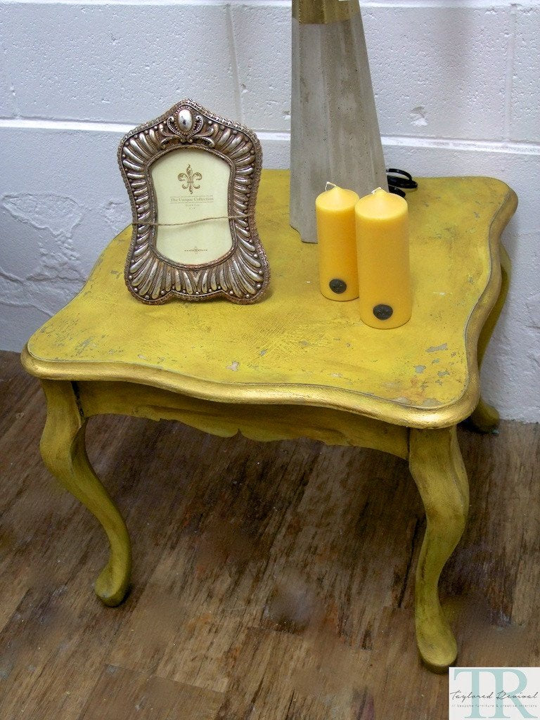 Not For Sale - Elda: Light mustard rustic side table