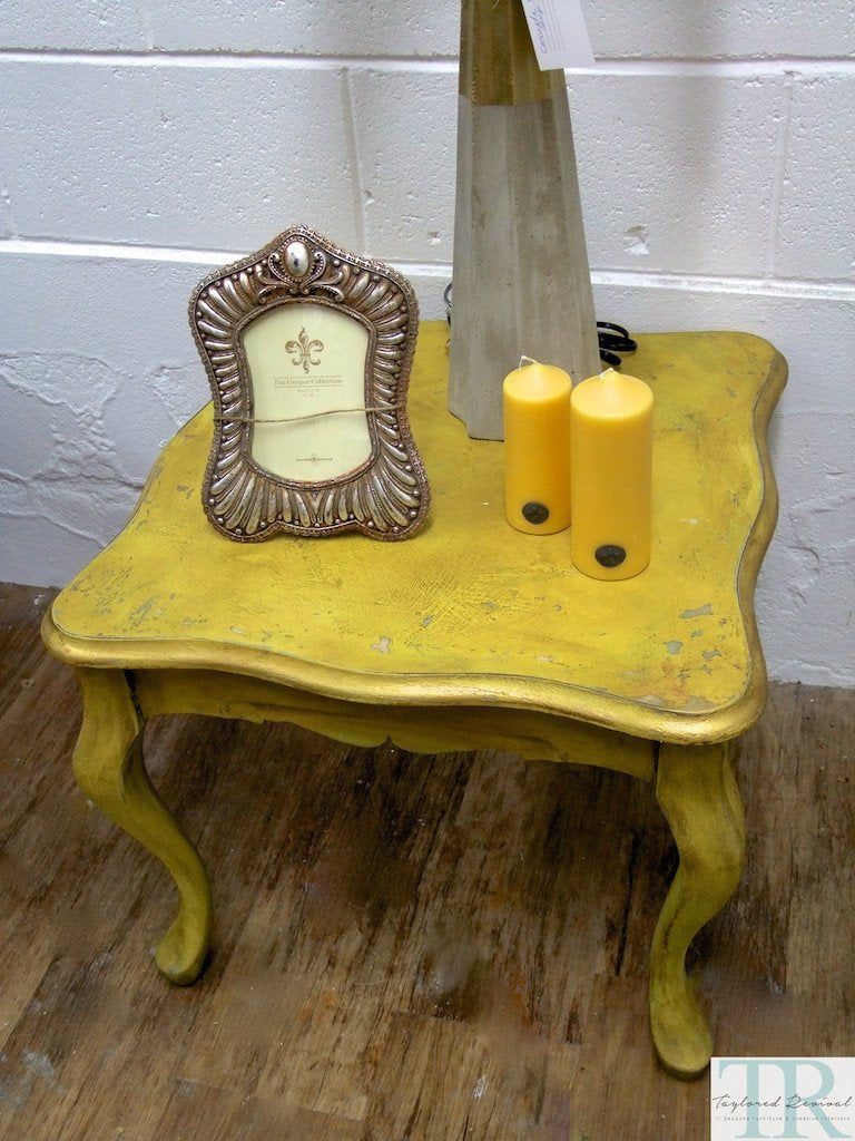Not For Sale - Elda: Light mustard rustic side table