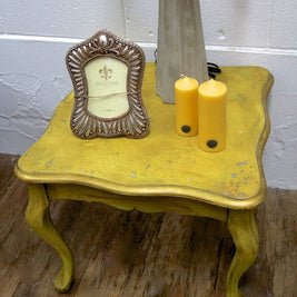 Not For Sale - Elda: Light mustard rustic side table