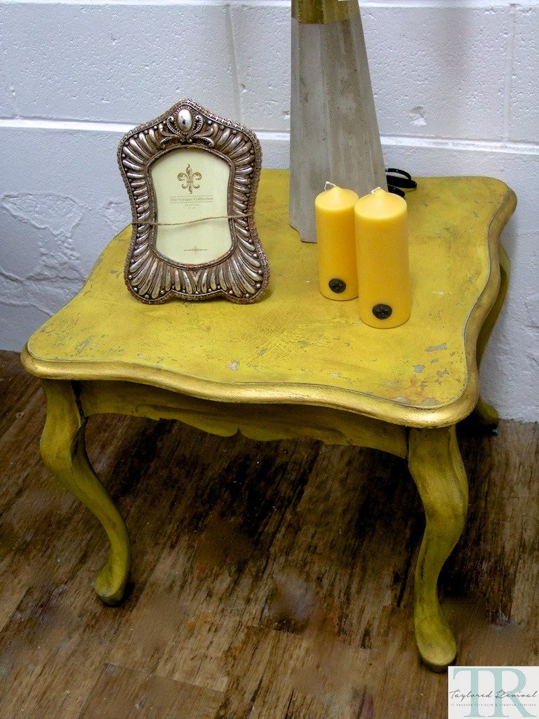 Not For Sale - Elda: Light mustard rustic side table