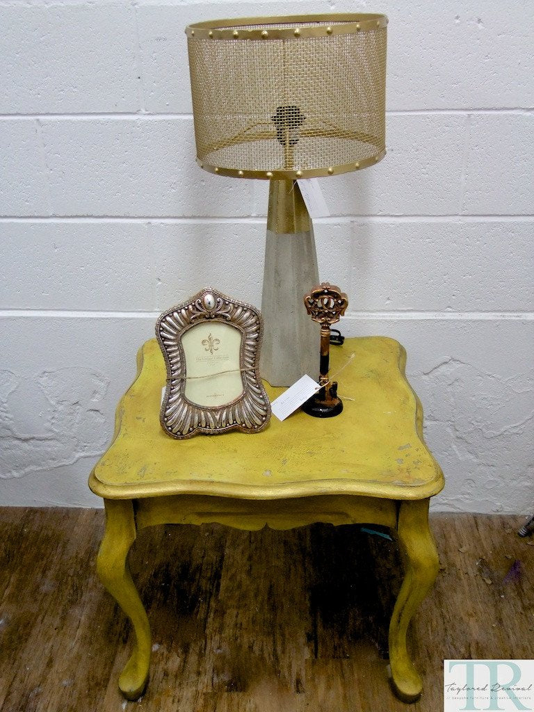 Not For Sale - Elda: Light mustard rustic side table