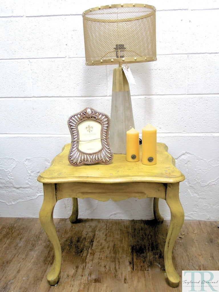 Not For Sale - Elda: Light mustard rustic side table