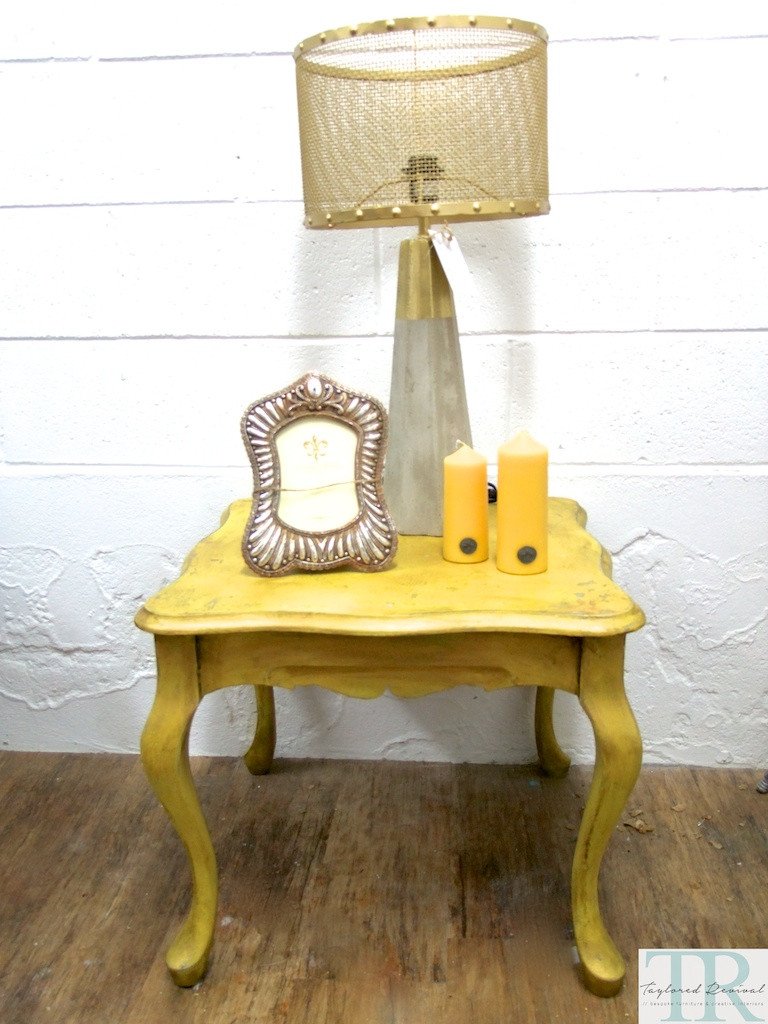Not For Sale - Elda: Light mustard rustic side table
