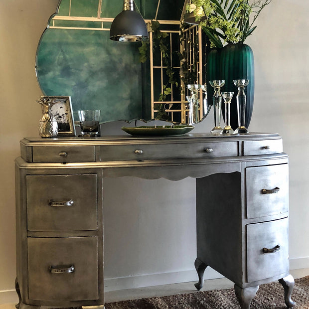 Not For Sale - Khloe : Aged brushed silver dressing table