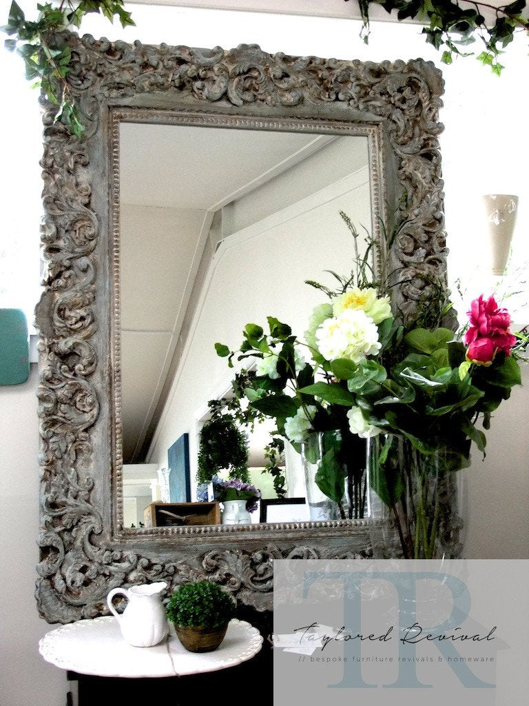 Not For Sale - Gwyneth: Rustic large filigree mirror in Louis blue and Duck Egg and Coco.