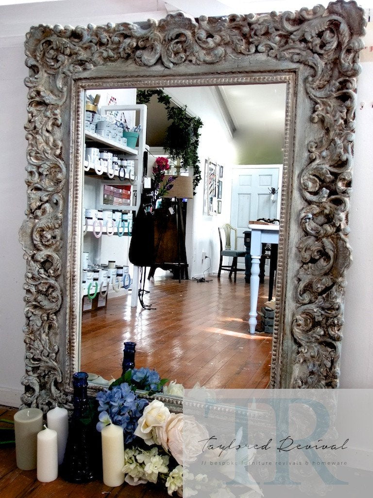 Not For Sale - Gwyneth: Rustic large filigree mirror in Louis blue and Duck Egg and Coco.