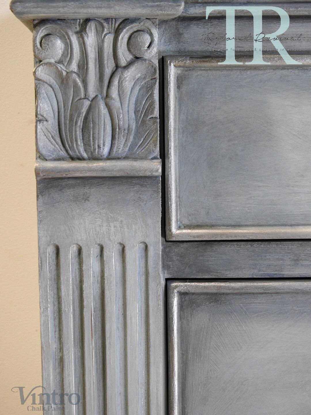 Not For Sale - Veronica: 7 Drawer Pillar chest in Dove with layered Blues and Silver detailing