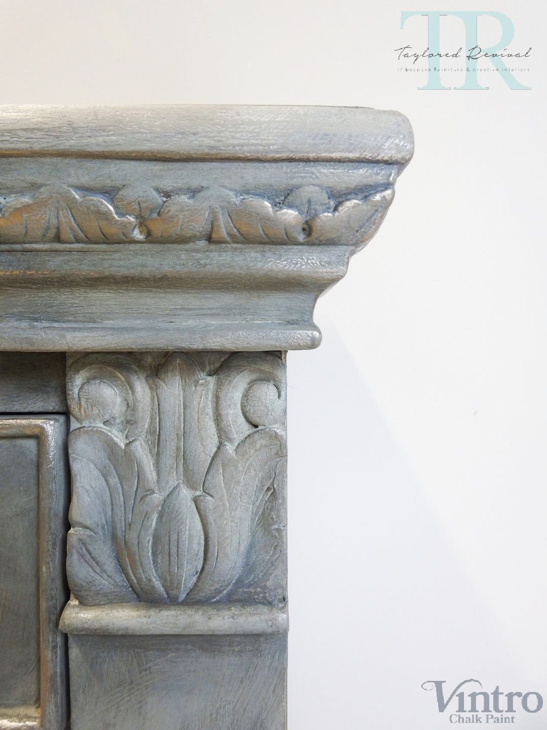 Not For Sale - Veronica: 7 Drawer Pillar chest in Dove with layered Blues and Silver detailing