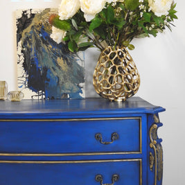 Not For Sale - Zuri:  French Style set of drawers in rich Cobalt Blue and gold