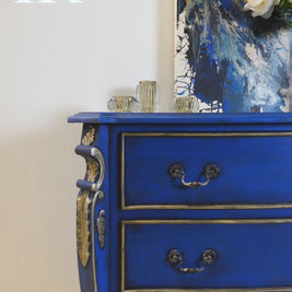 Not For Sale - Zuri:  French Style set of drawers in rich Cobalt Blue and gold