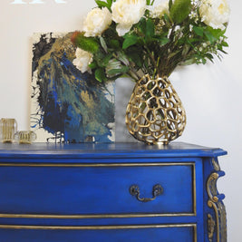 Not For Sale - Zuri:  French Style set of drawers in rich Cobalt Blue and gold