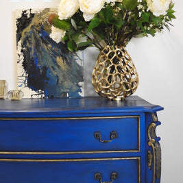 Not For Sale - Zuri:  French Style set of drawers in rich Cobalt Blue and gold