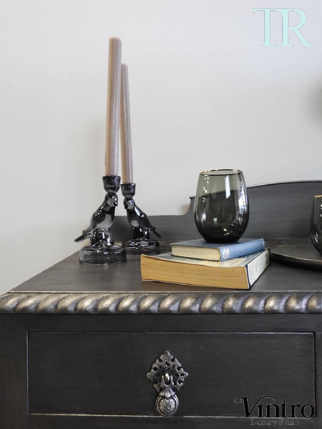 Not For Sale - Xena : Antique Solid Mahogany Sideboard in Pewter Metallic Finish