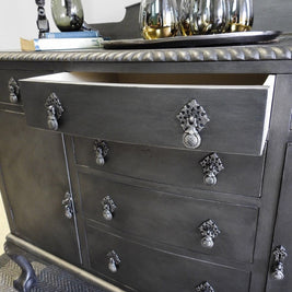Not For Sale - Xena : Antique Solid Mahogany Sideboard in Pewter Metallic Finish