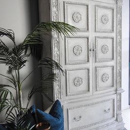 Not For Sale - Elanora : Carved Solid Mahogany Wardrobe (on hold)