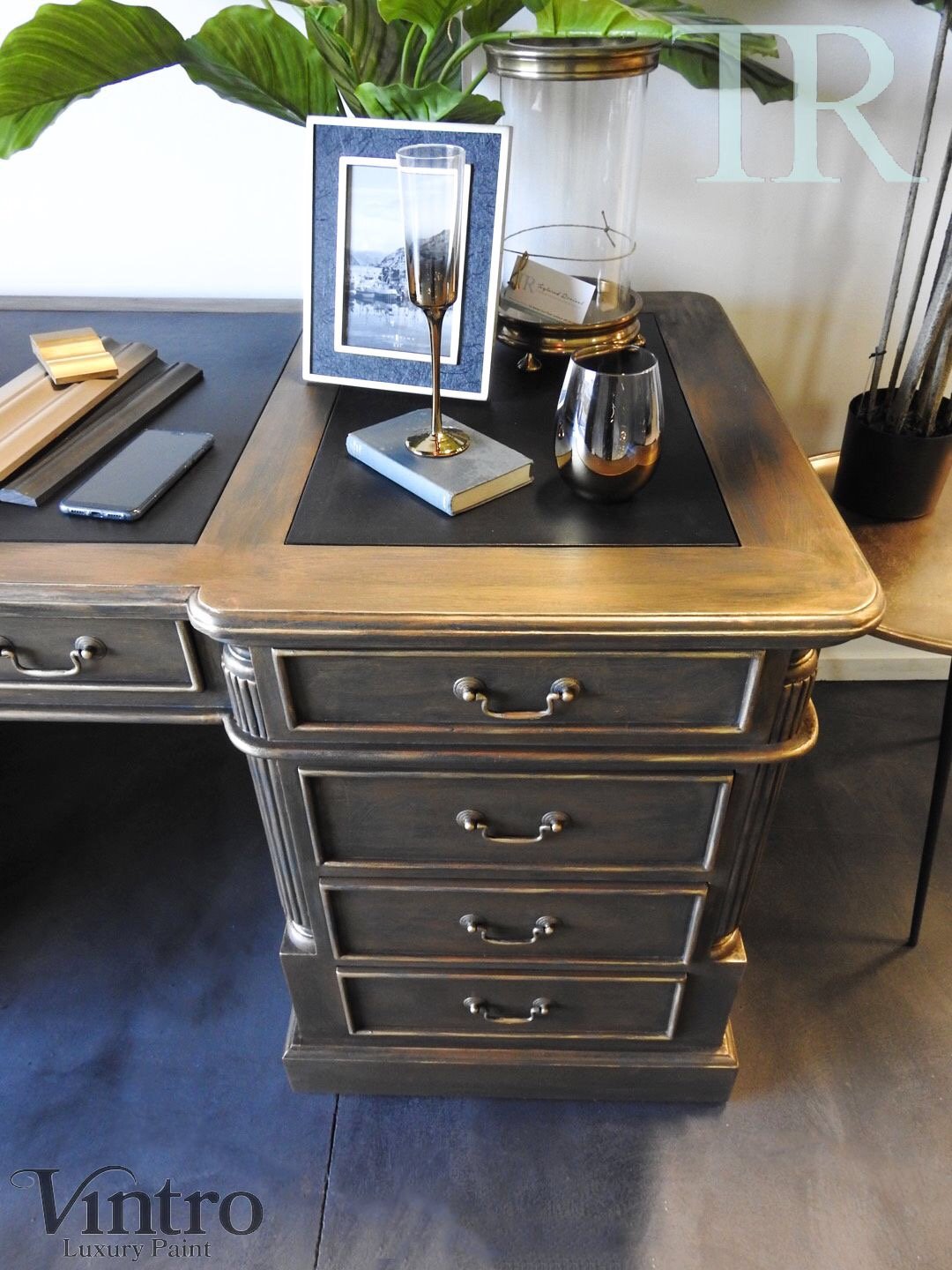 Not For Sale - Portia : Aged bronze gold partners desk