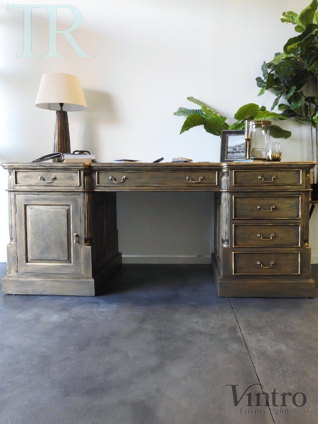 Not For Sale - Portia : Aged bronze gold partners desk