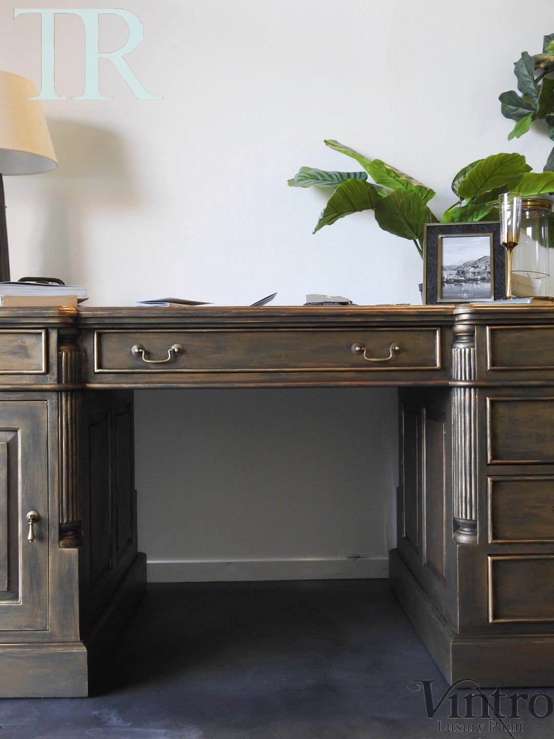 Not For Sale - Portia : Aged bronze gold partners desk