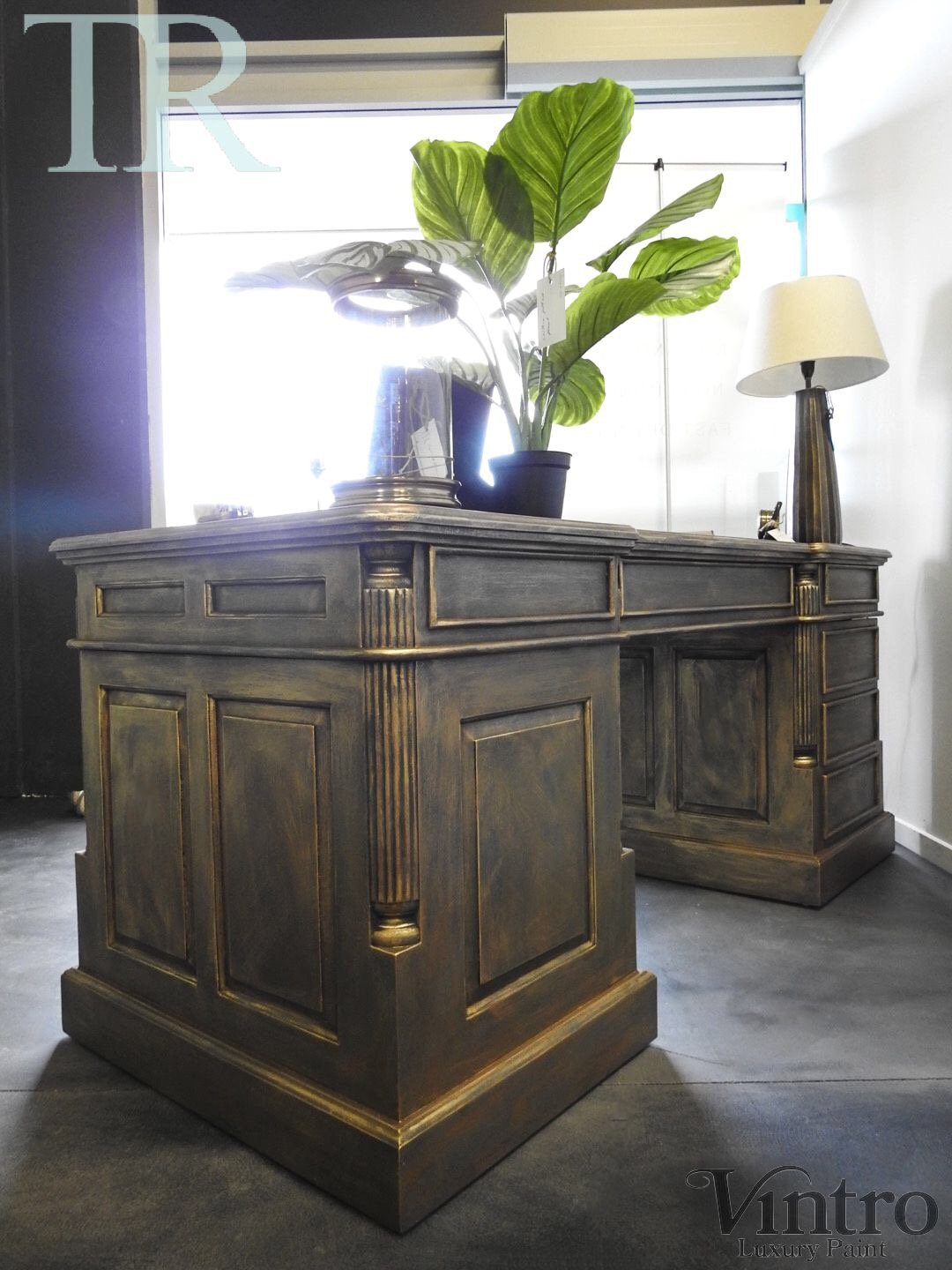 Not For Sale - Portia : Aged bronze gold partners desk