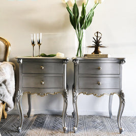 Not For Sale - Commission Bedside Tables in Vintro Metallic Silver and Gold