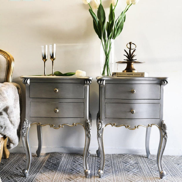 Not For Sale - Commission Bedside Tables in Vintro Metallic Silver and Gold