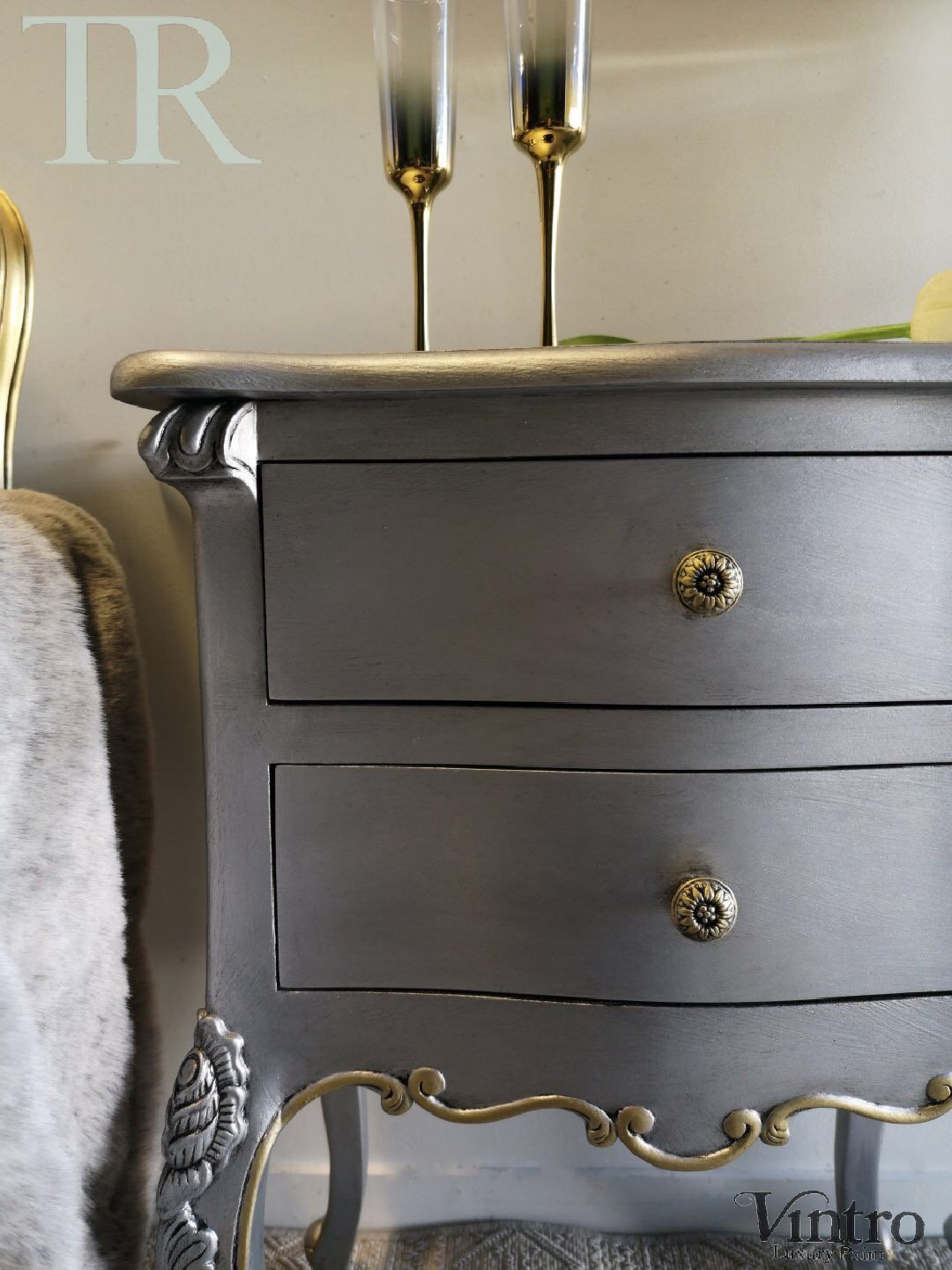 Not For Sale - Commission Bedside Tables in Vintro Metallic Silver and Gold