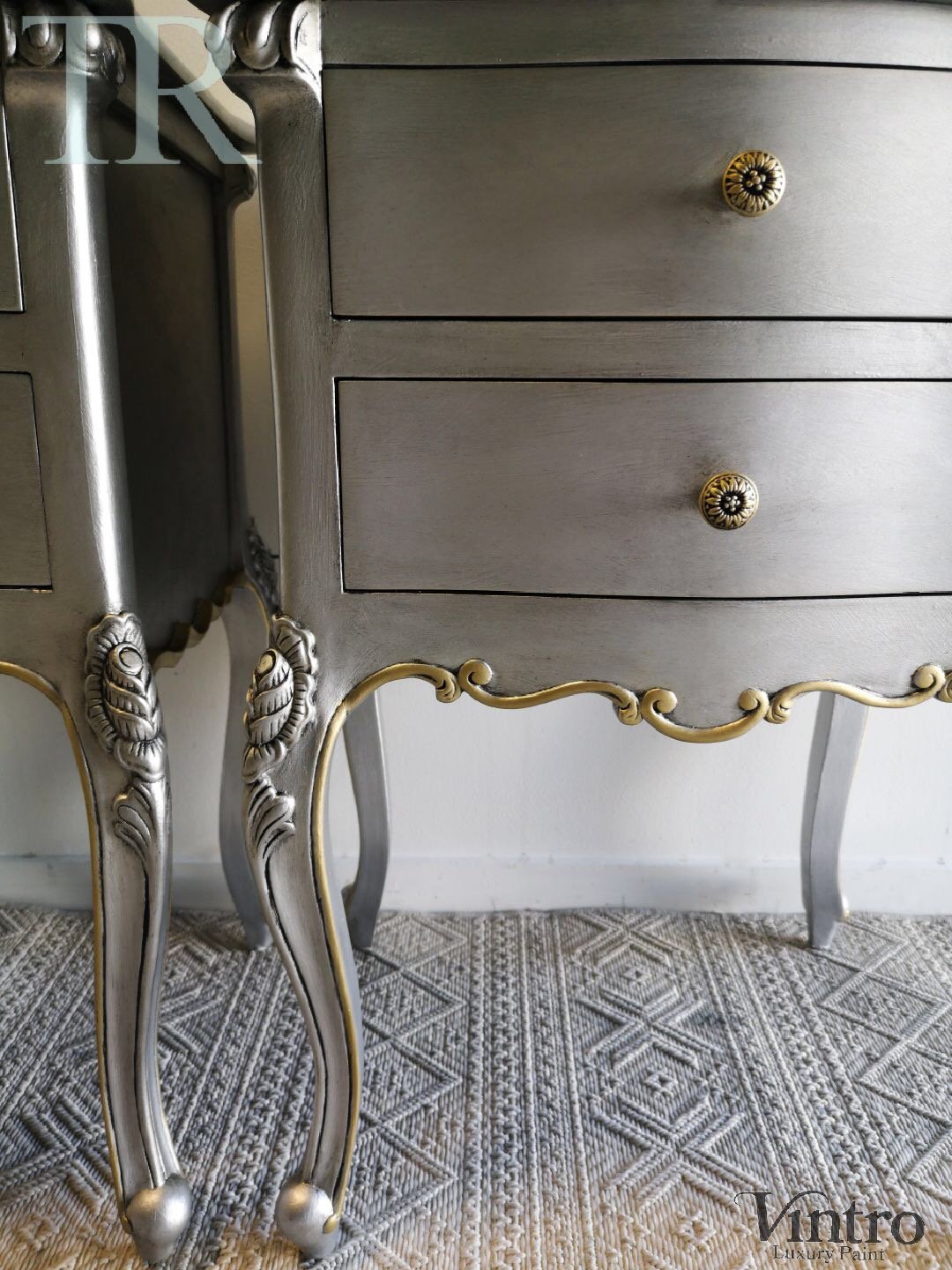 Not For Sale - Commission Bedside Tables in Vintro Metallic Silver and Gold