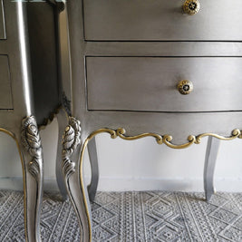 Not For Sale - Commission Bedside Tables in Vintro Metallic Silver and Gold