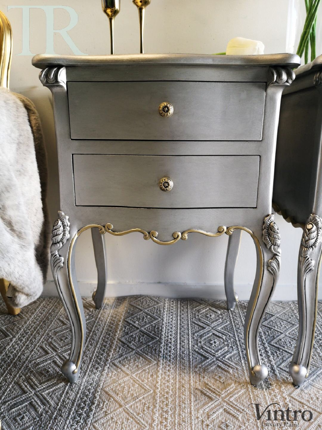 Not For Sale - Commission Bedside Tables in Vintro Metallic Silver and Gold