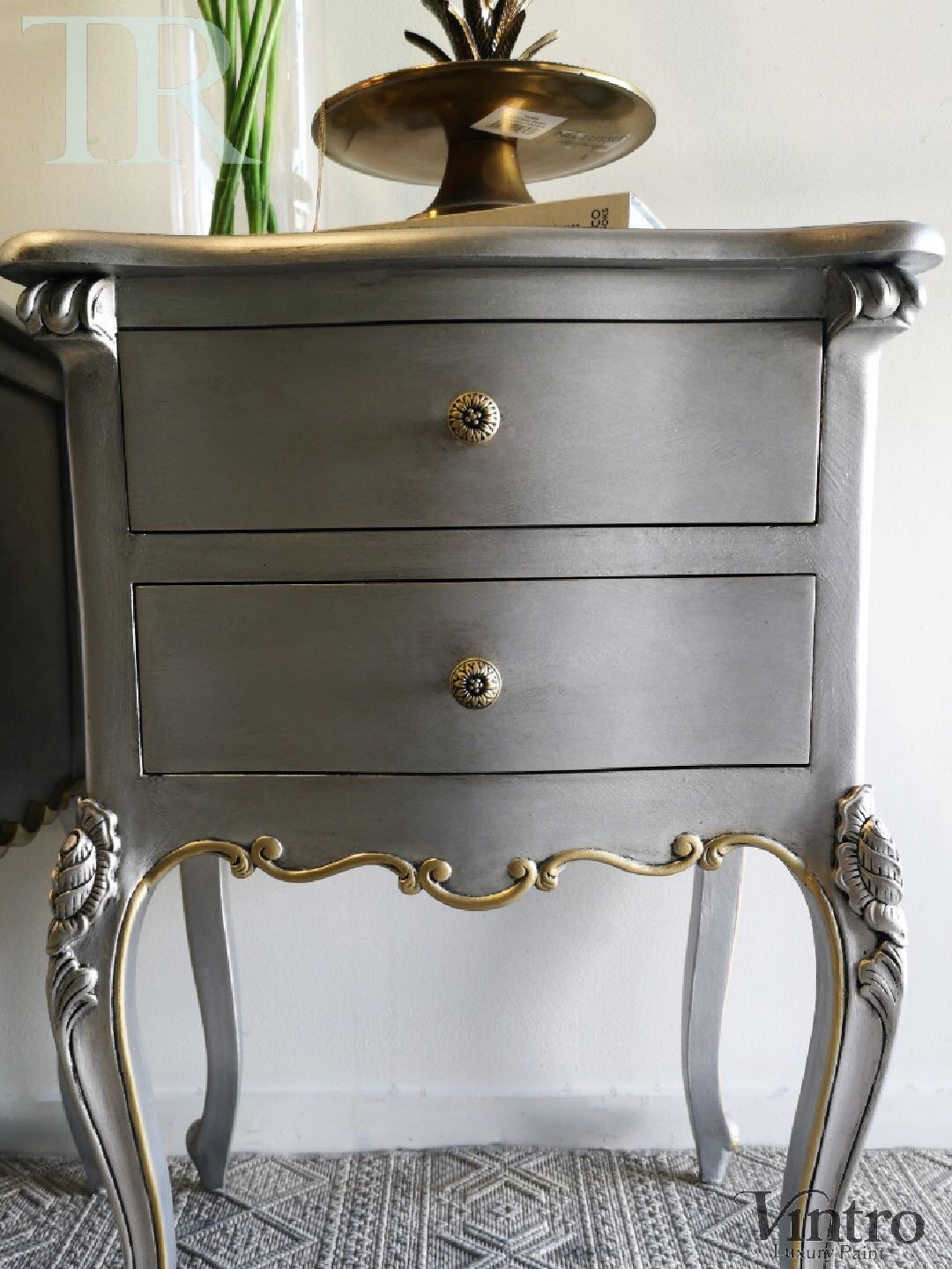 Not For Sale - Commission Bedside Tables in Vintro Metallic Silver and Gold