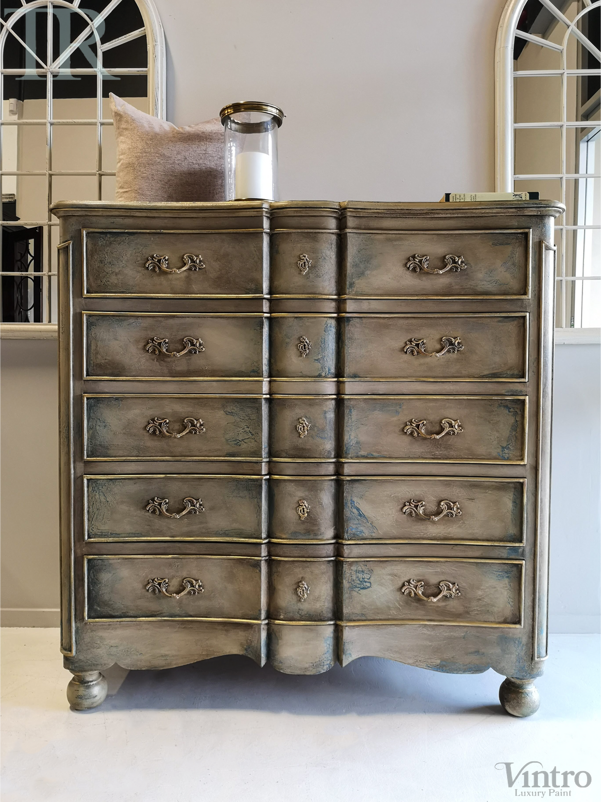 Not For Sale - Meela: Curved breakfront french inspired rustic set of drawers