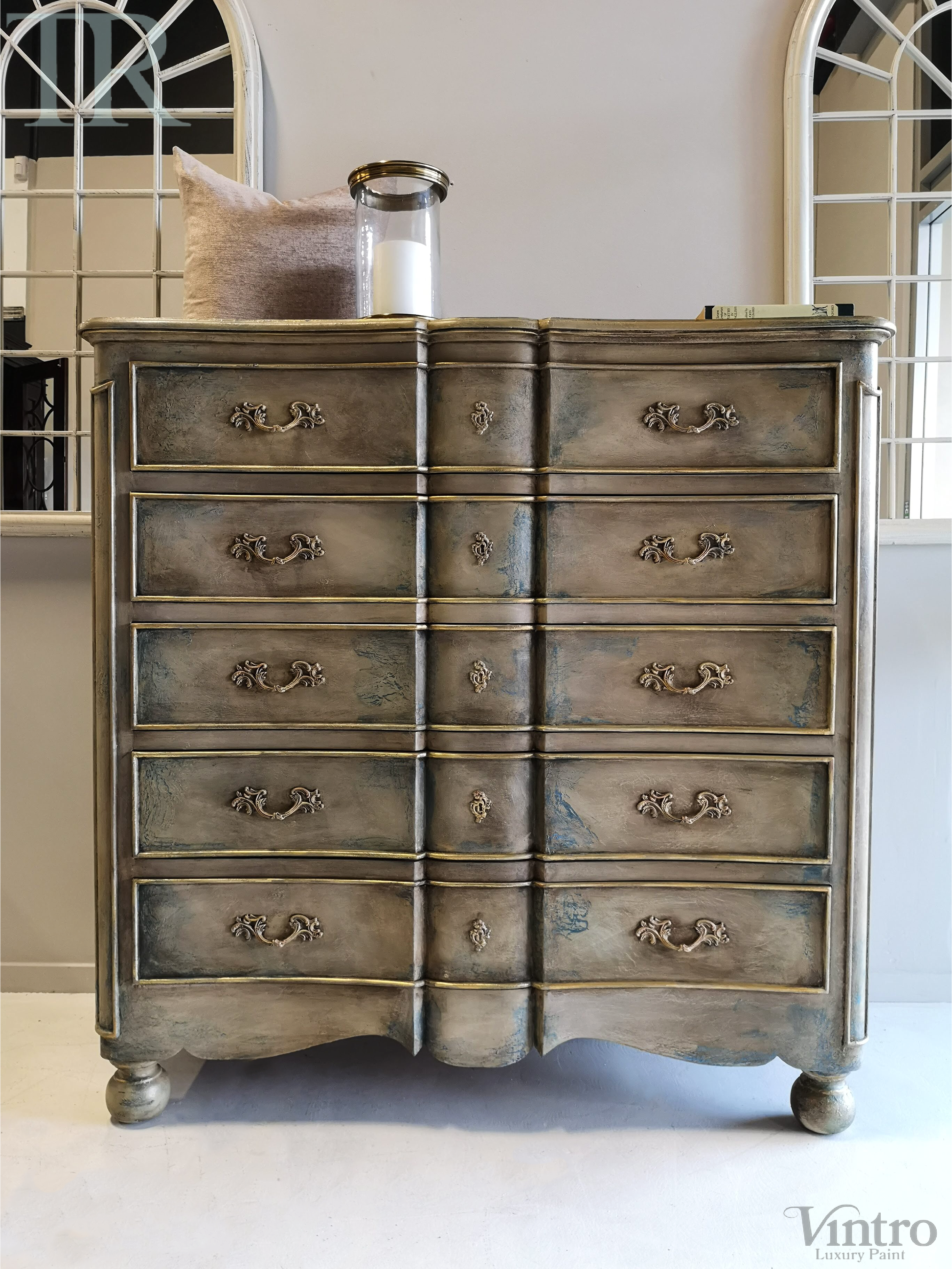 Not For Sale - Meela: Curved breakfront french inspired rustic set of drawers