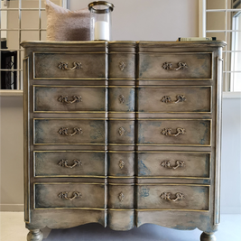 Not For Sale - Meela: Curved breakfront french inspired rustic set of drawers