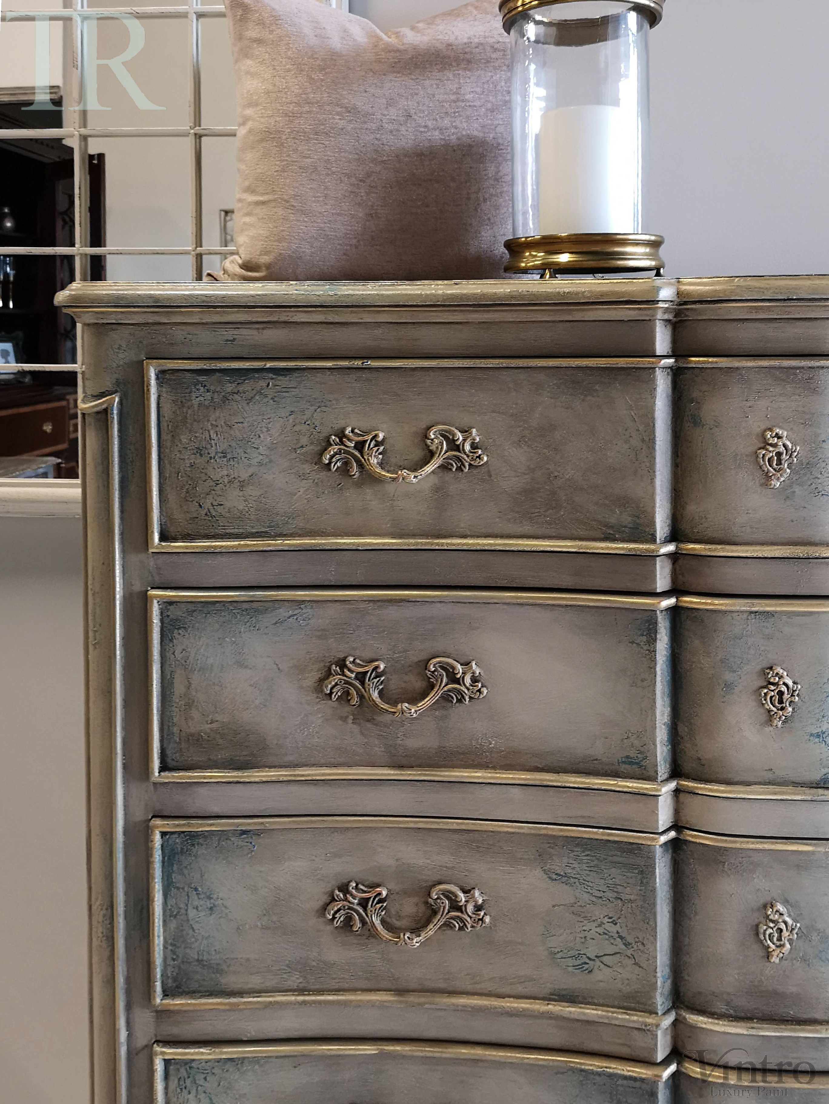 Not For Sale - Meela: Curved breakfront french inspired rustic set of drawers