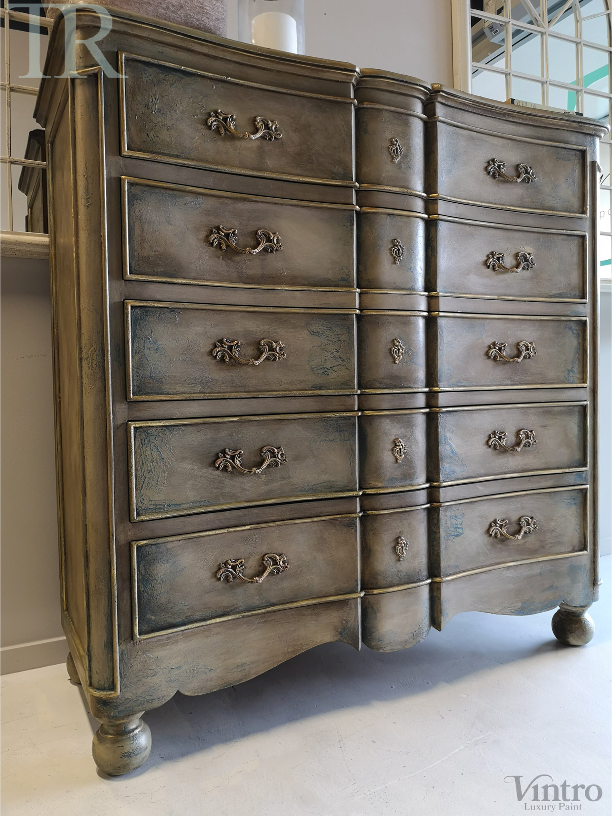 Not For Sale - Meela: Curved breakfront french inspired rustic set of drawers